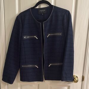 Lafayette 148 New York Midnight Blue Textured Jacket